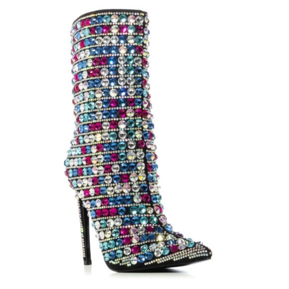 KENSLEY•Multicolored Gem Embellished Stiletto Bootie by Azalea Wang